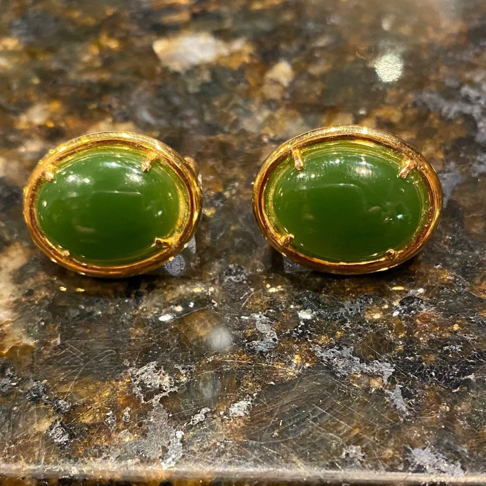 TSL 14K Gold and Jade Earrings